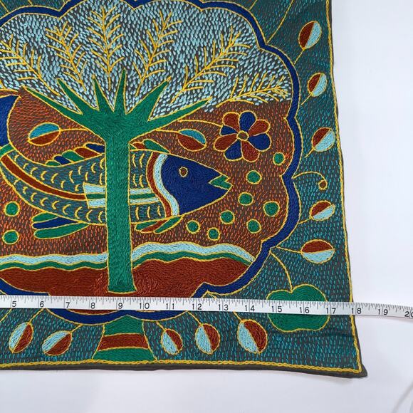 Kaross Pillow Cover Shangaan Hand Embroidered South African Fish No Insert - Picture 9 of 10